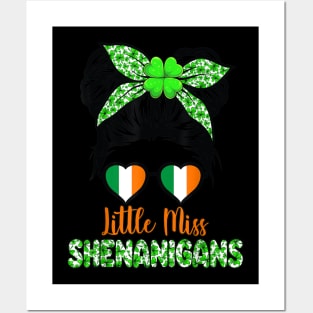 Messy Bun Little Miss Shenanigans Happy Saint Patrick's Day Posters and Art